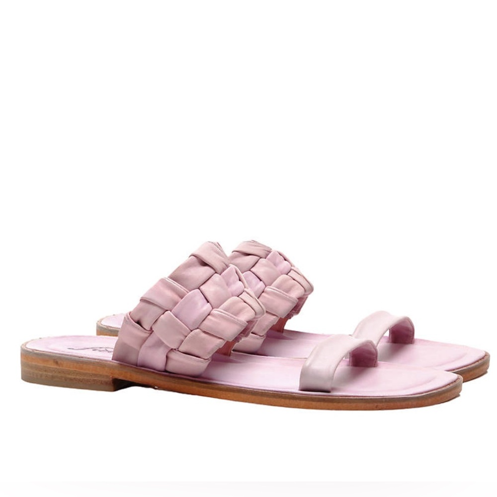 Free People Winding River Leather Pink Sandals Size 8